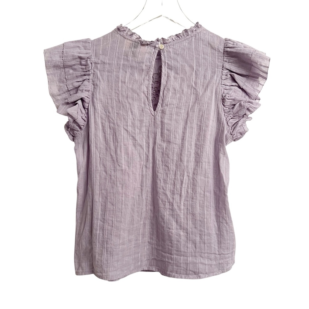 Universal Thread Lilac Embroidered Eyelet Ruffled Sleeve Top Blouse Size Small - Picture 4 of 6
